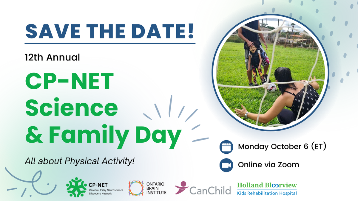 Save the date flyer for the CP-NET Science & Family Day on October 6. Features event details, logos of partner organizations, and a photo of children and an adult playing outdoors on green grass.
